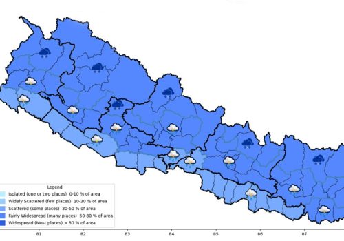 आज र भोलि हावाहुरी र चट्याङसहित वर्षा हुने